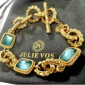 $275 Julie Vos Marbella Demi Gold-Tone Bracelet Blue